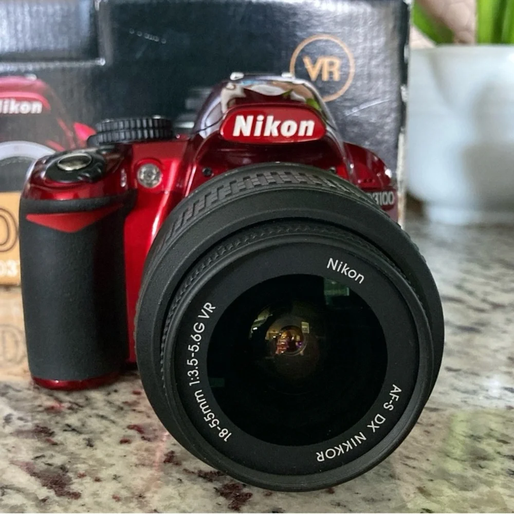 Like New Red Nikon D3100 Digital SLR Camera with 18-55mm NIKKOR VR Lens